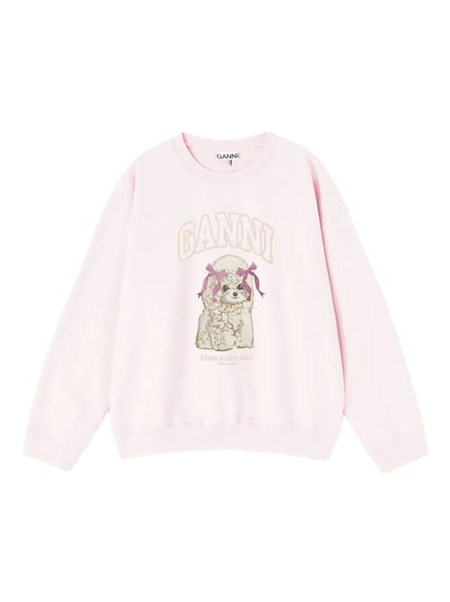 GANNIFelpa con grafica isoli puddle Ganni | A1060026868 CHALK PINK